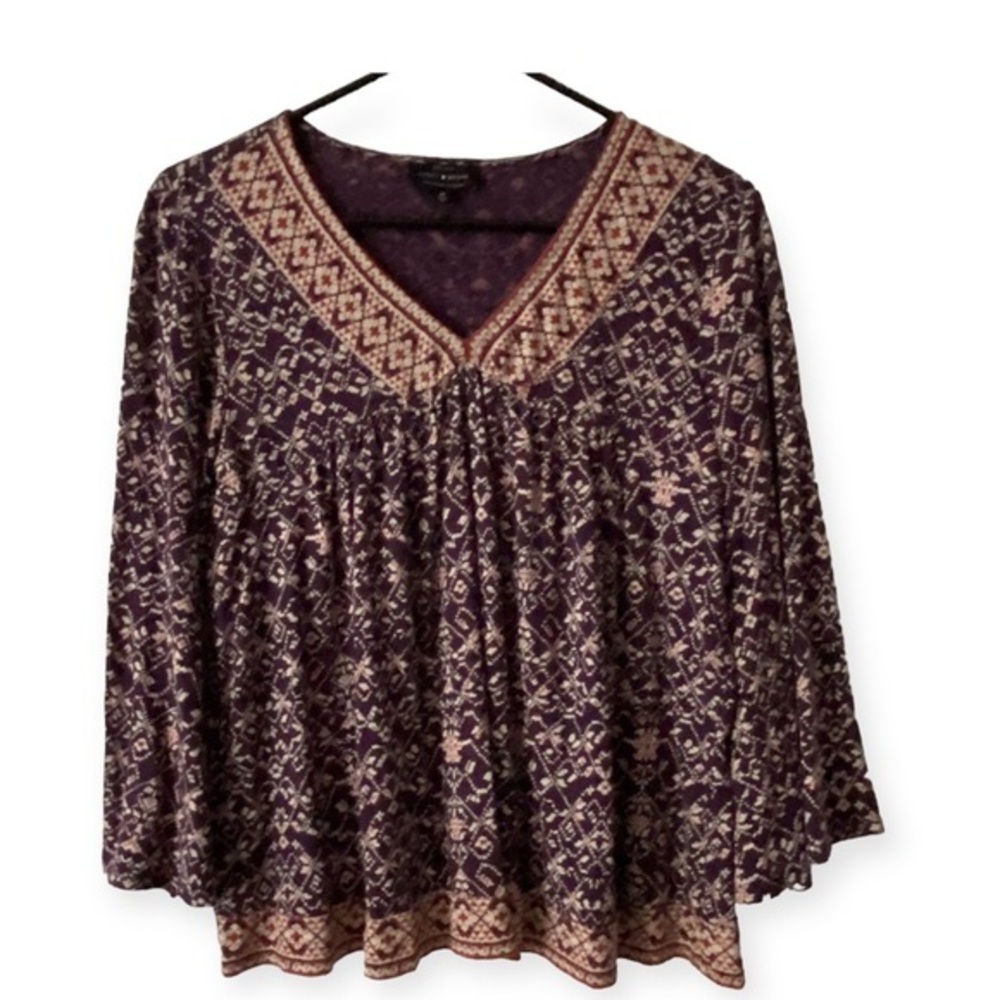 Lucky Brand‎ Shirt Women’s Top Size Medium Long Sleeve V Neck Pull Over